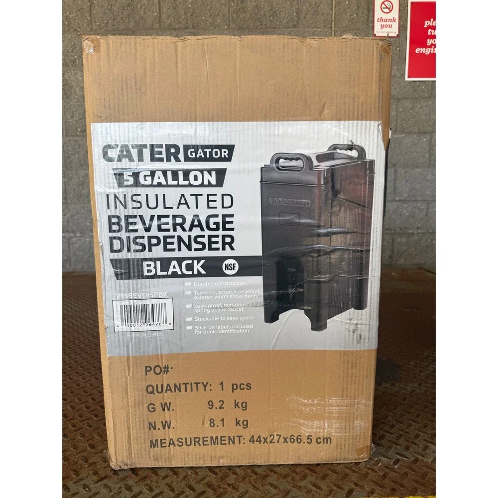 CaterGator 5 Gallon Insulated Beverage Dispenser Black 215BEVDISPBK NSF Listed